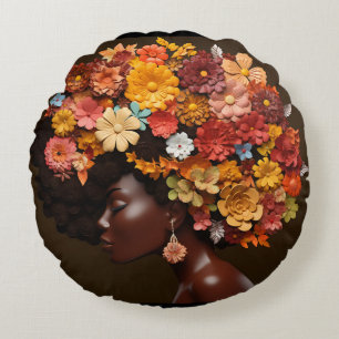 Coussins Ronds Femme noire Melanin Sista Love