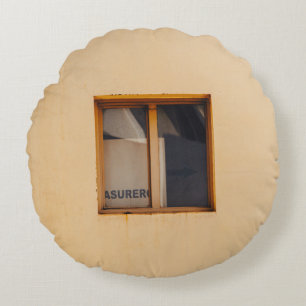 Coussins Ronds FENÊTRE EN VERRE Brown EN BOIS FRAMÉ
