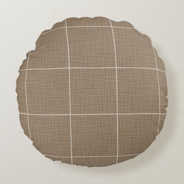 Coussins Ronds Fenêtre Rustique moderne Brown de lin plaqué (Devant)