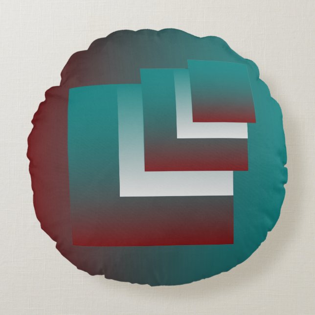 Coussins Ronds Fenêtres en blanc bordeaux turquoise (Devant)