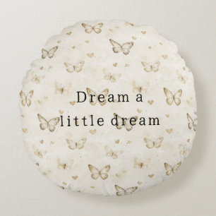 Coussins Ronds Fête de Bébé Papillons Crème Cœurs