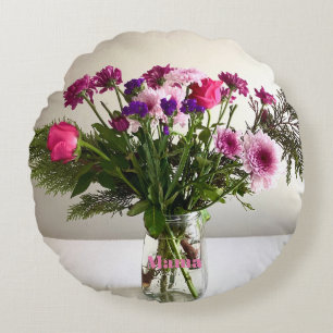 Coussins Ronds Fête des mères colorées Mama Bouquet+ Option perso