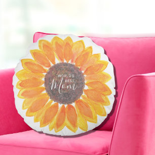 Coussins Ronds Fête des Mères Tournesol Meilleure Maman du Monde