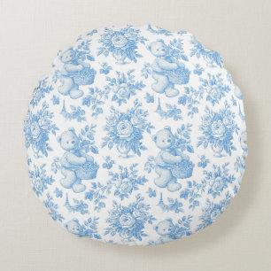 Coussins Ronds Fête Prénatale Ours Floral Toile de Jouy Française