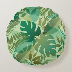 Coussins Ronds Feuillage Tropical Feuilles Vertes Aériennes