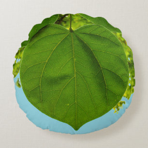 Coussins Ronds Feuille de coeur verte
