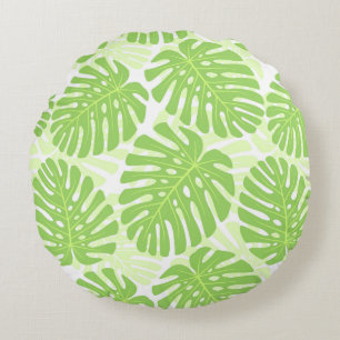 Coussins Ronds Feuille de plante tropicale - motif de Monstera