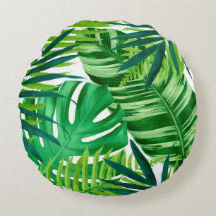 Coussins Ronds Feuille tropical vert