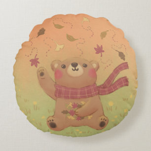 Coussins Ronds Feuilles automnales de l'automne de Teddy Bear