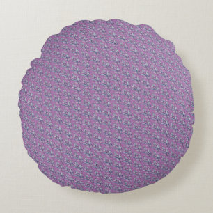Coussins Ronds Feuilles bleu et violet
