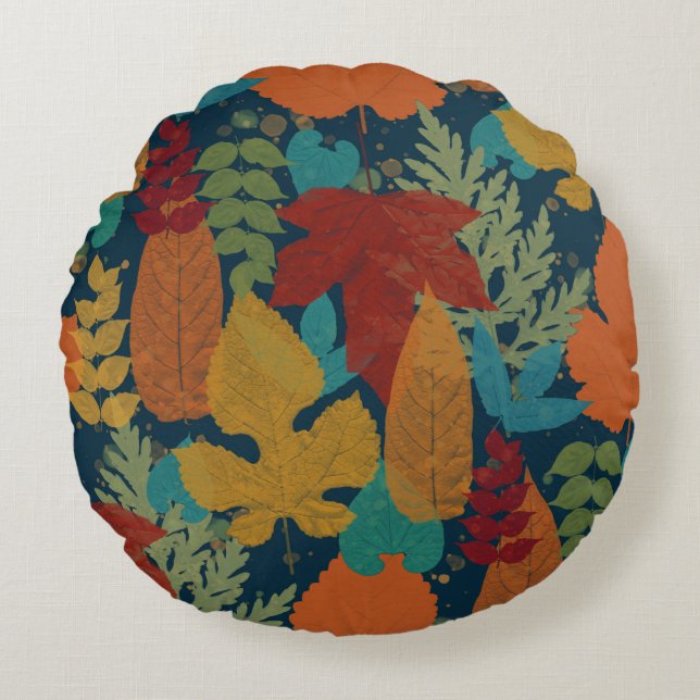 Coussins Ronds Feuilles d'automne (Devant)