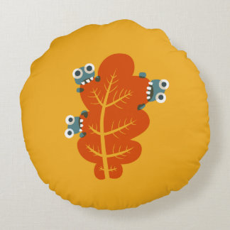 Coussins Ronds Feuilles D'Automne Avec Bugs Amusants Et Mignons -