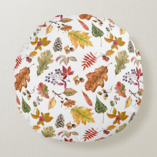 Coussins Ronds Feuilles d'automne avec maïs et baies sauvages san