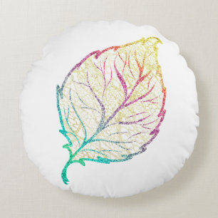 Coussins Ronds Feuilles d'automne élégant rose pastel turquoise o