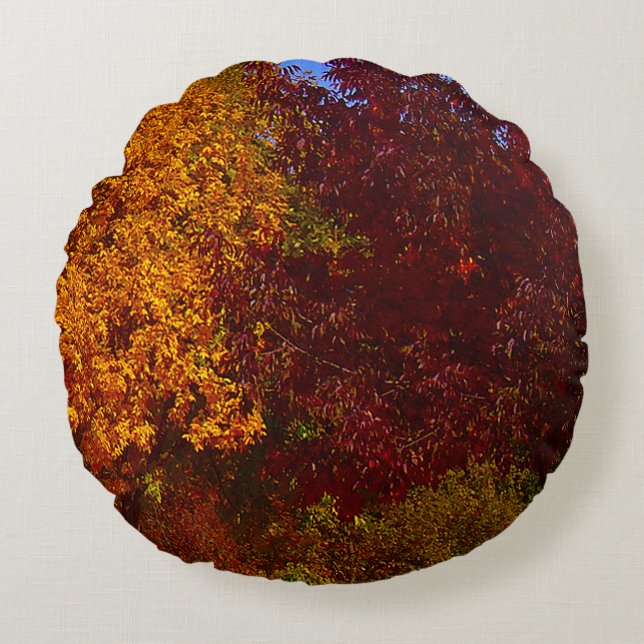 Coussins Ronds Feuilles d'automne Jaune et pourpre, ZSSPG (Devant)