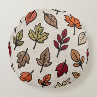 Coussins Ronds Feuilles d'automne modernes brodées esthétiques