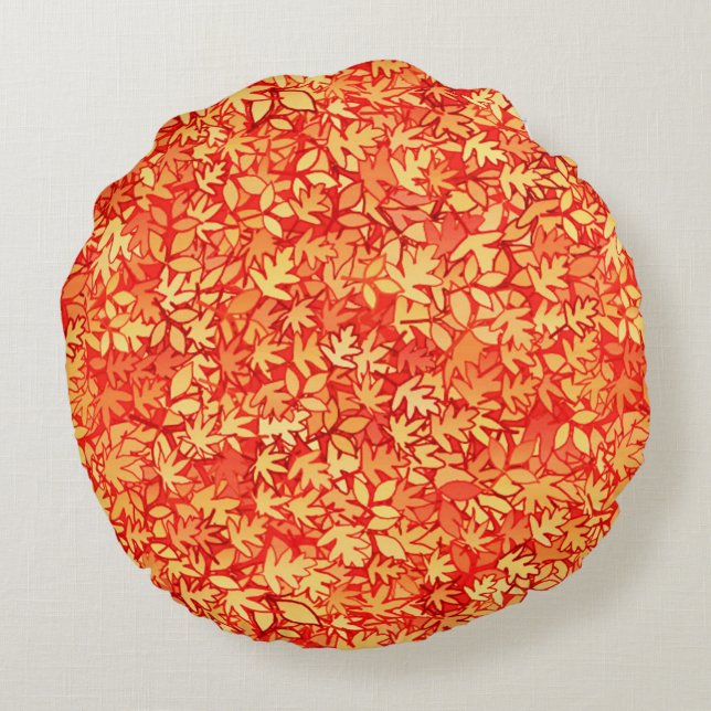Coussins Ronds Feuilles d'automne, orange et or (Dos)
