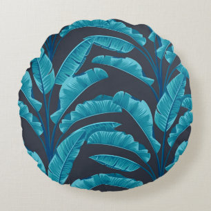 Coussins Ronds Feuilles de bananes : Motif tropical Vintage.