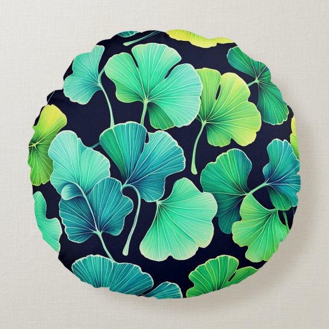 Coussins Ronds feuilles de Ginko biloba (Devant)