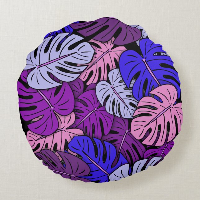 Coussins Ronds Feuilles de Monstera #4 (Dos)