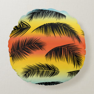 Coussins Ronds Feuilles de palmiers : motif sans soudure.