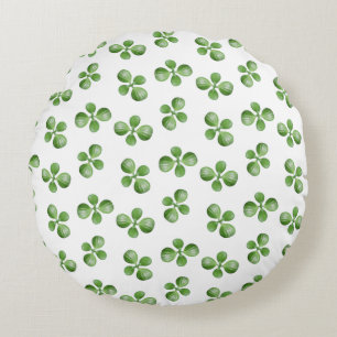 Coussins Ronds Feuilles de Succulente Vertes sur Fond Blanc