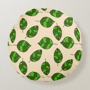 Coussins Ronds Feuilles d'été ajustable Motif feuille verte ajust