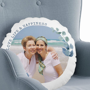 Coussins Ronds Feuilles d'eucalyptus Amour Vie et Bonheur Photo