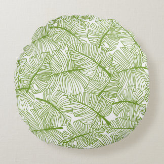 Coussins Ronds Feuilles Monstera, design floral sans soudure.