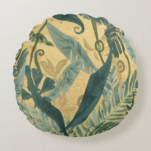 Coussins Ronds Feuilles tropicales magnifiques aquarelle vintage