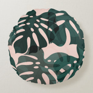 Coussins Ronds Feuilles tropicaux : Aquarelle Abstraite