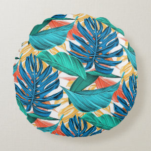 Coussins Ronds Feuilles tropicaux exotiques