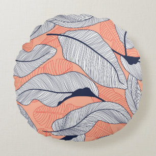 Coussins Ronds Feuilles tropicaux, feuilles jungle sans soudure v