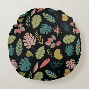 Coussins Ronds Feuilles tropicaux : Floral Vintage d'été