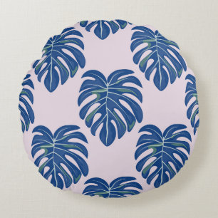Coussins Ronds Feuilles tropicaux Motif sans couture tendance