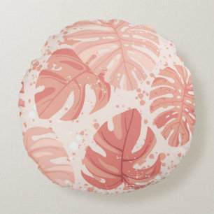 Coussins Ronds Feuilles tropicaux : motif vintage à main.