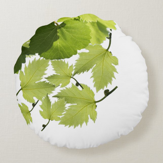 Coussins Ronds Feuilles Vertes de Vigne de Raisin (Dos)