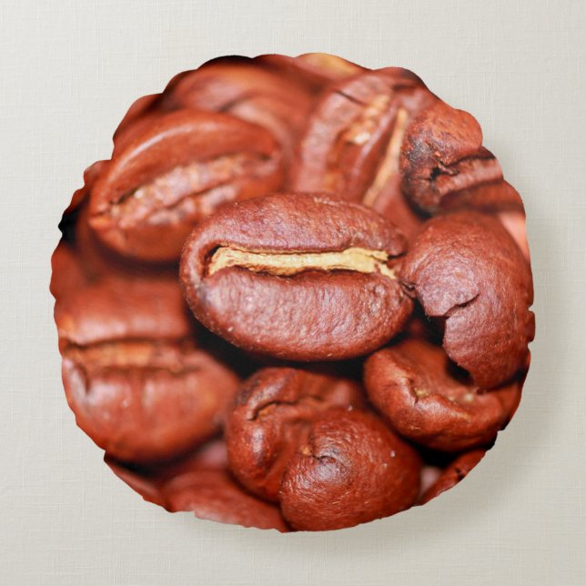 Coussins Ronds Fèves de café Brown grillées (Devant)