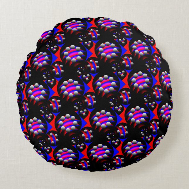 Coussins Ronds Fibonacci 'Fish Black' par Kenneth Yoncich (Devant)