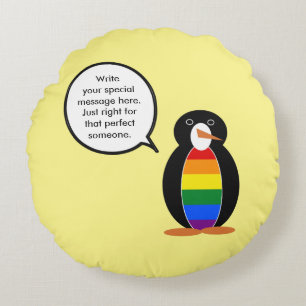 Coussins Ronds Fierté Gay Mme Pingouin Personnalisée