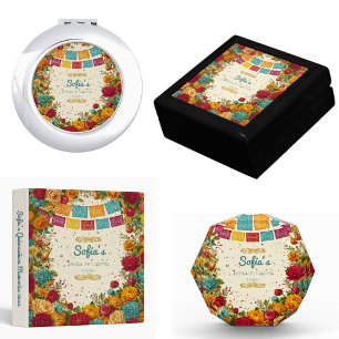 Coussins Ronds Fiesta de Colores Quinceanera, sur mesure