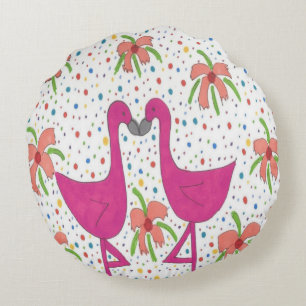 Coussins Ronds Fiesta Flamant rose Floral