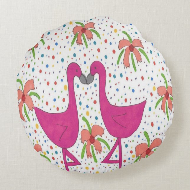 Coussins Ronds Fiesta Flamant rose Floral (Dos)