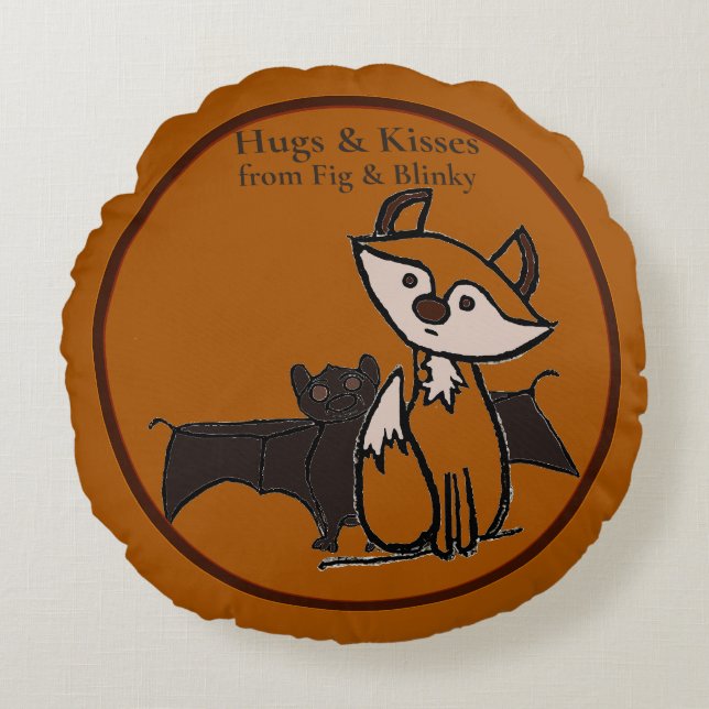 Coussins Ronds figdewdrop Fig & Blinky Hugs & Kisses Round Pillow (Devant)