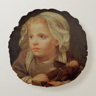 Coussins Ronds Fille avec une poupée