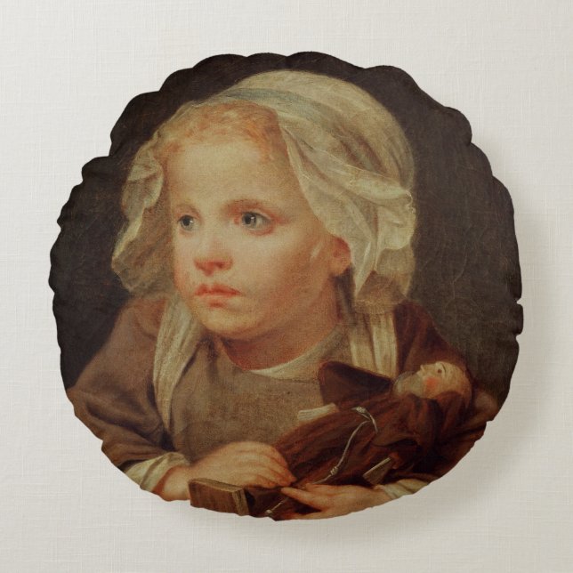 Coussins Ronds Fille avec une poupée (Devant)