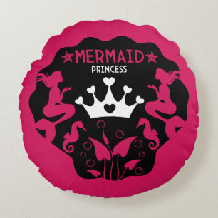 Coussins Ronds Fille Sirène Princesse