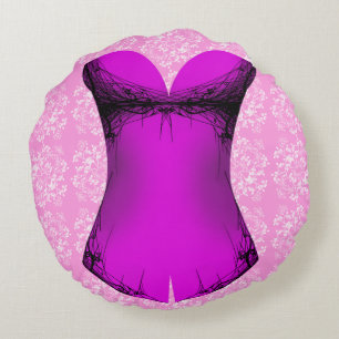 Coussins Ronds Fille temps Corse Hot rose Spidery brossé Polyest