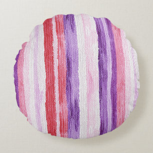 Coussins Ronds Fille violet rose rose rouge rayures Noël