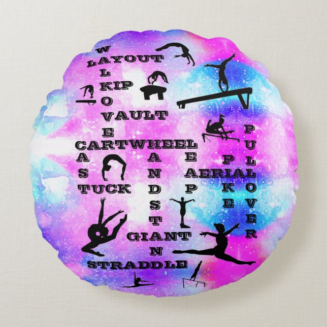 Coussins Ronds Filles Gymnastique Compétences Mots-croisés Coussi (Devant)